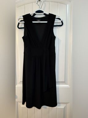 Vintage 90s B Moss Black Sleeveless Wrap Style Midi Dress Size M